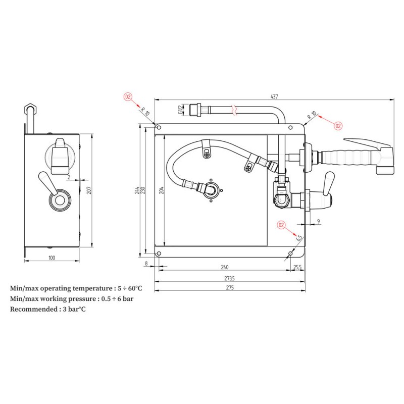 DIAMOND - Douchette avec enrouleur automatique 1.8m