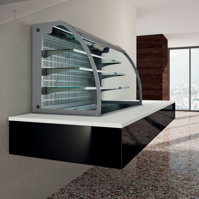DIAMOND - Mural avec top et vitrine réfrigérés ventilés - 4x GN 1/1