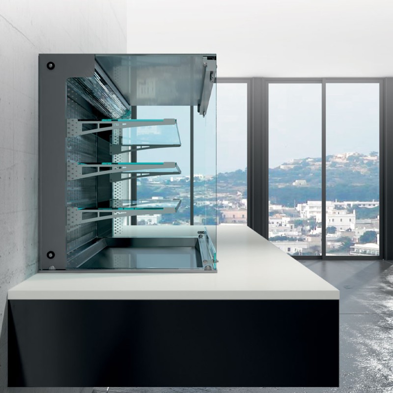 DIAMOND - Mural avec cuve et vitrine réfrigérées - 4x GN 1/1