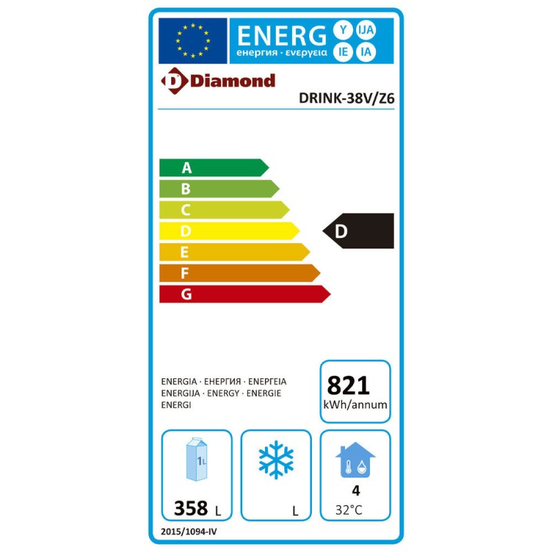 DIAMOND - Vitrine ventilée t° positive 380 litres noire+ caisson