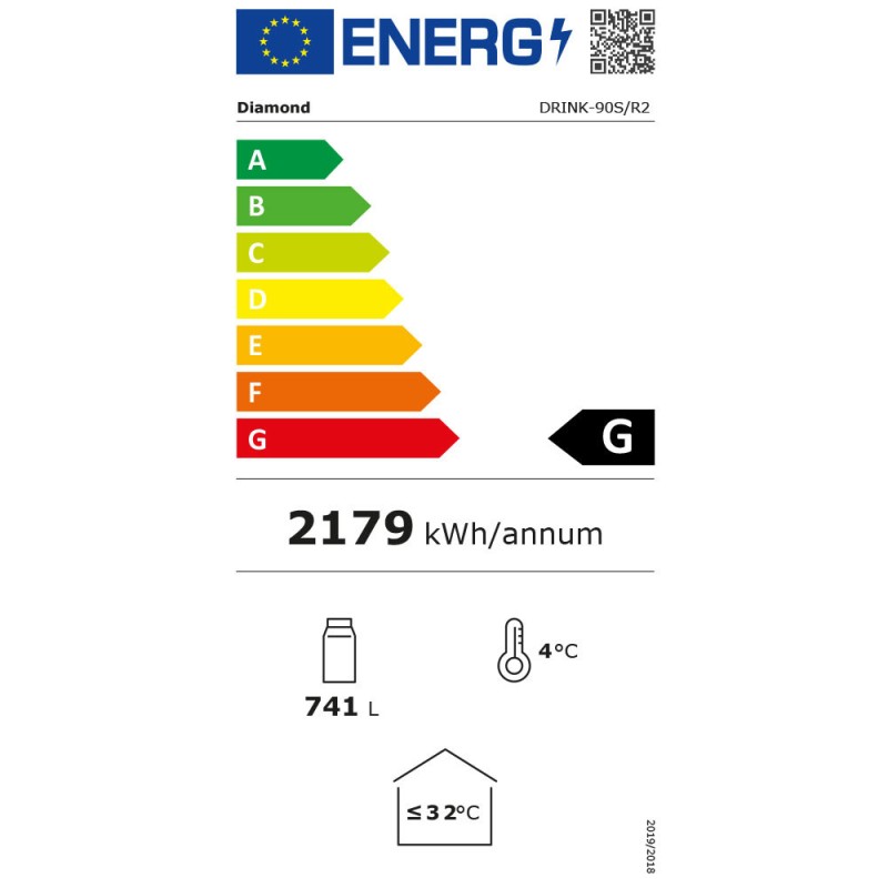 DIAMOND - Vitrine t° positive ventilée 760 litres 2 portes