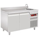 DIAMOND - Table frigorifique murale ventilée  portes GN 1/1- évier
