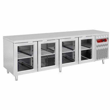 DIAMOND - Table frigorifique ventilée 4 portes vitrées GN