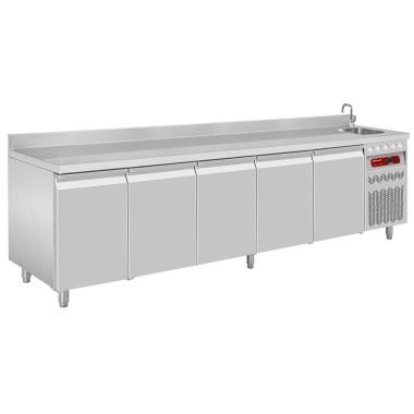 DIAMOND - Table frigorifique murale ventilée GN 1/1- évier