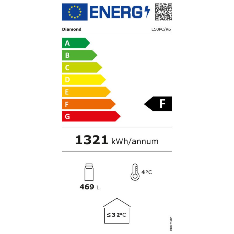 DIAMOND - Vitrine t° positive ventilée- 500 litres+caisson