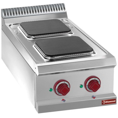 DIAMOND - Cuisinière électrique 2 plaques carrées