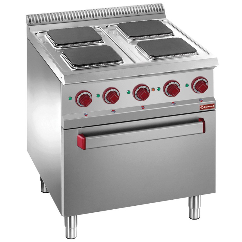 DIAMOND -Fourneau électrique 4 plaques carrées- four/grill