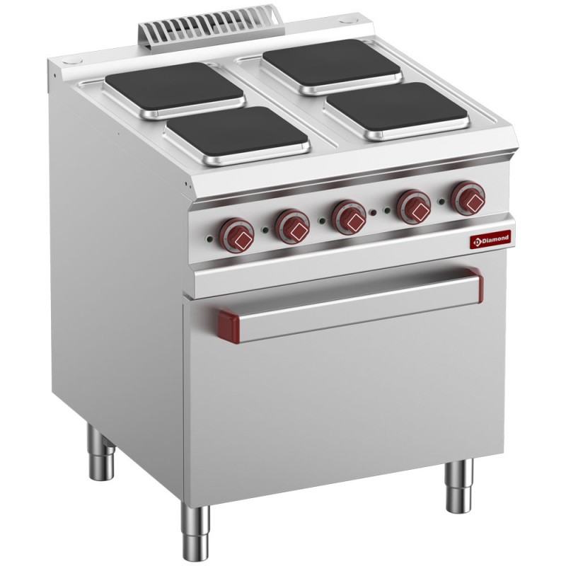 DIAMOND -Fourneau électrique 4 plaques carrées- four/grill