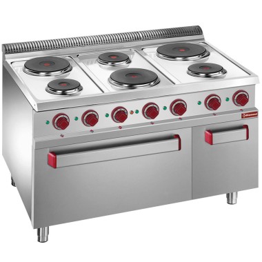 DIAMOND -Fourneau électrique 6 plaques rondes four-grill