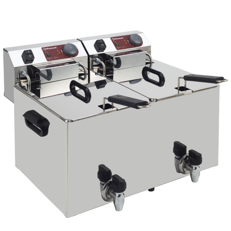 DIAMOND -Friteuse de table électrique 2x10 litres + robinet