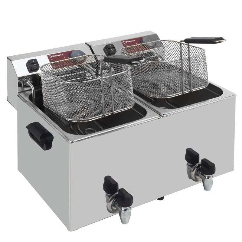 DIAMOND -Friteuse de table électrique 2x10 litres + robinet