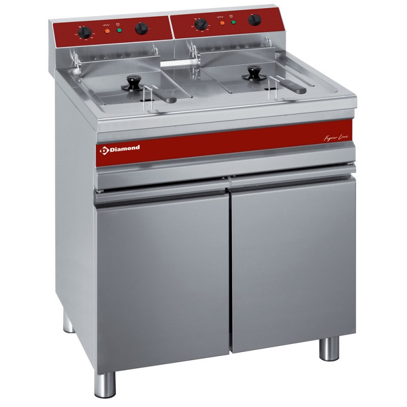 DIAMOND -Friteuse électrique 2 cuves 14 litres sur armoire