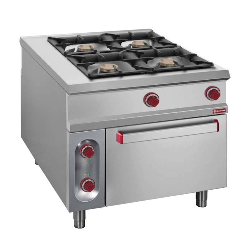 DIAMOND -Fourneau 4 feux gaz-four électrique GN2/1-armoire