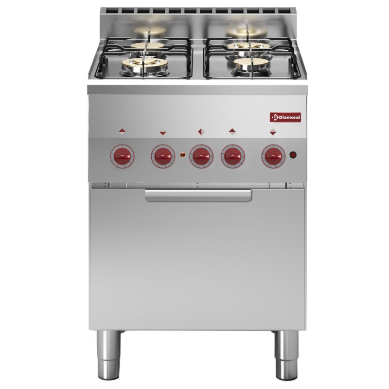 DIAMOND -Fourneau 4 feux gaz-four électrique GN 2/3