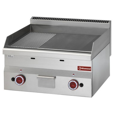 DIAMOND -Plaque de cuisson gaz-surface 2/3 lisse 1/3 nervurée
