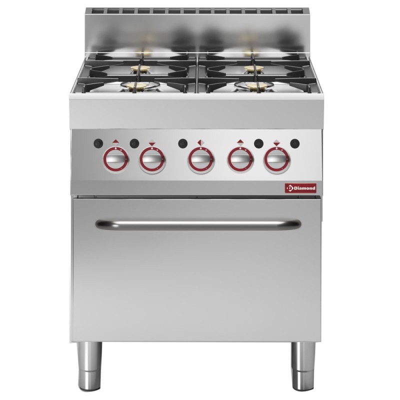DIAMOND - Fourneau 4 feux vifs gaz avec four gaz