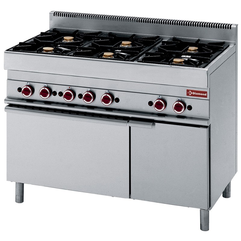 DIAMOND -Fourneau 6 feux -sur four gaz et armoire