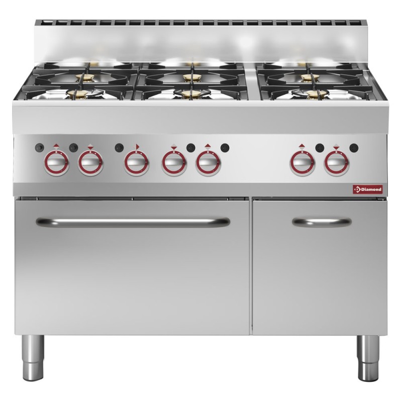 DIAMOND -Fourneau 6 feux -sur four gaz et armoire
