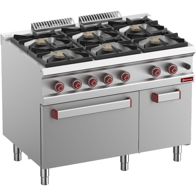 DIAMOND -Fourneau 6 feux-four gaz GN 2/1-armoire