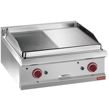DIAMOND - Plaque de cuisson gaz 1/2 lisse 1/2 rainurée l700 x p700/730 x h250/320