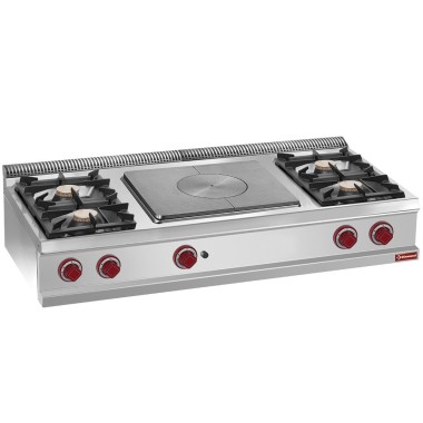 DIAMOND - Cuisinière 4 feux vifs-plaque centrale gaz -top-