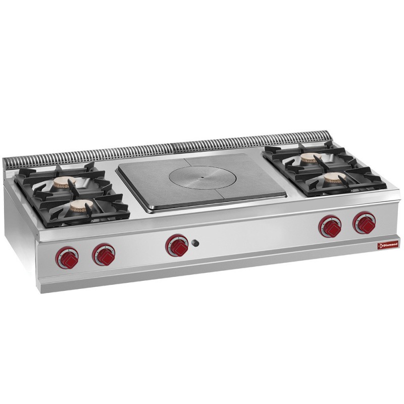 DIAMOND - Cuisinière 4 feux vifs-plaque centrale gaz -top-
