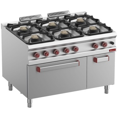 DIAMOND - Fourneau 6 feux -four gaz  GN 2/1 et armoire