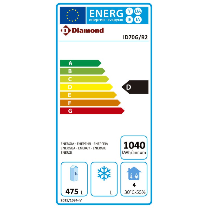 DIAMOND - Armoire frigorifique ventilée 700 litres 1 porte vitrée - GN2/1 -  sur roues