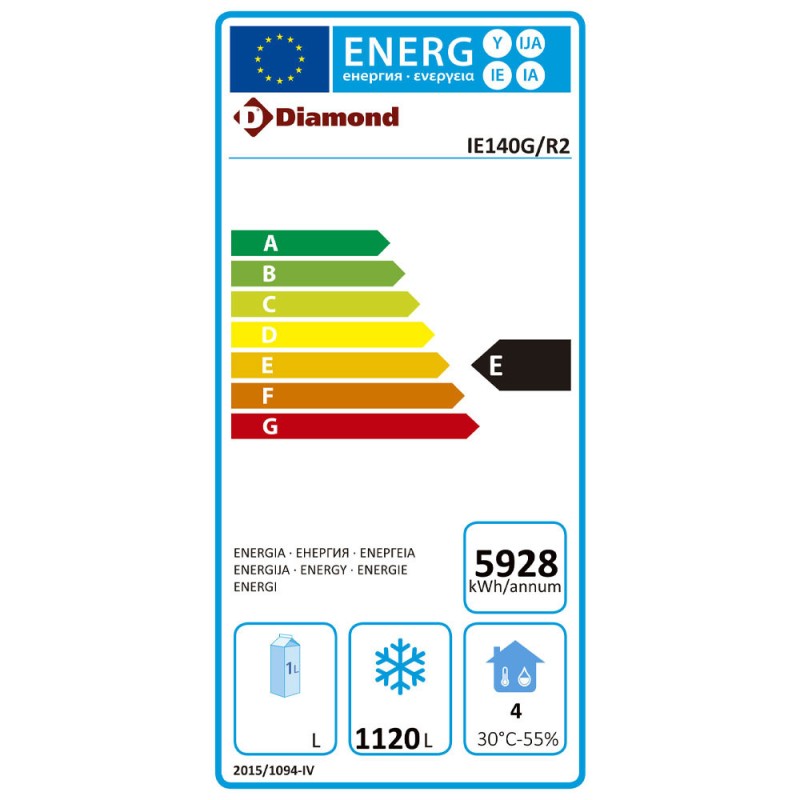 DIAMOND - Armoire de congélation ventilée 1400 litres - 2 portes vitrées GN 2/1- sur roues