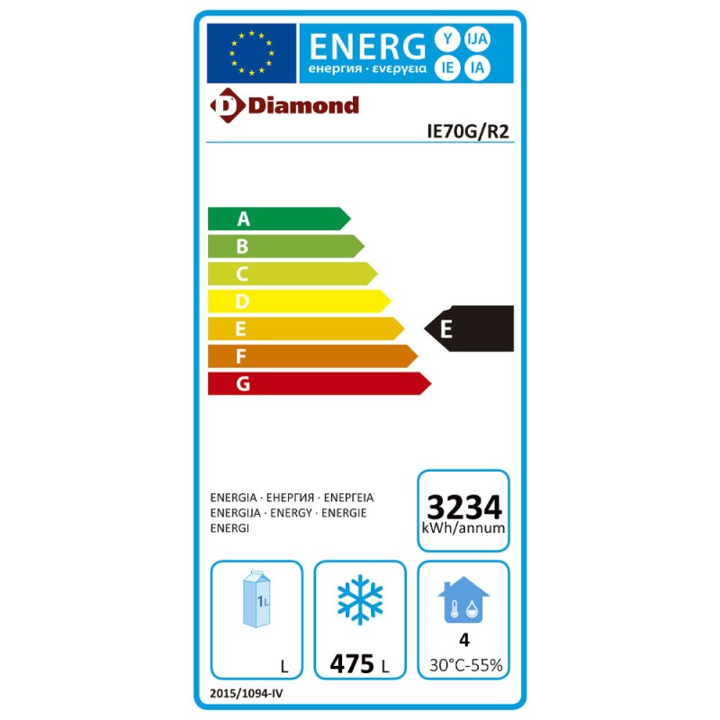 DIAMOND - Armoire de congélation ventilée 700 litres 1 porte vitrée GN 2/1- sur roues