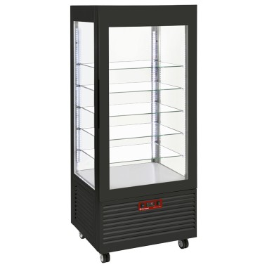 DIAMOND - Vitrine 4 faces t° négative - 5 étagères en verre - ventilée - 480 litres noire