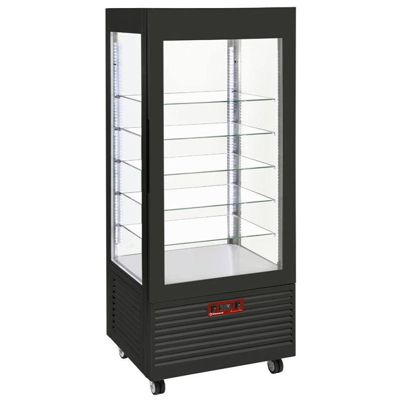 DIAMOND - Vitrine 4 faces t° négative - 5 étagères en verre - ventilée - 480 litres noire