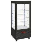 DIAMOND - Vitrine 4 faces t° négative - 5 étagères en verre - ventilée - 480 litres noire