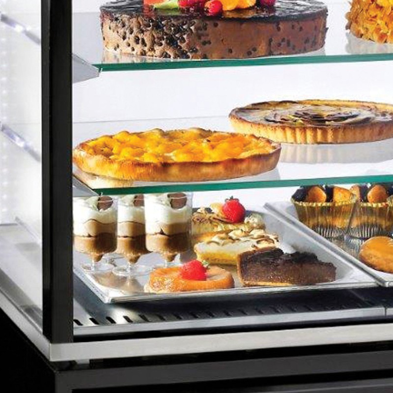 DIAMOND - Vitrine 4 faces t° négative - 5 étagères en verre - ventilée - 480 litres noire