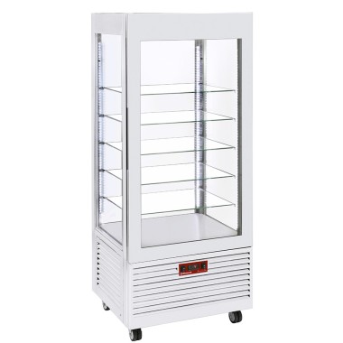 DIAMOND - Vitrine 4 faces t° négative - 5 étagères en verre - ventilée - 480 litres blanche