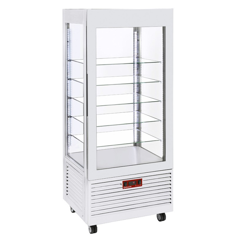 DIAMOND - Vitrine 4 faces t° négative - 5 étagères en verre - ventilée - 480 litres blanche