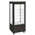 DIAMOND - Vitrine 4 faces t° positive - 5 étagères en verre - ventilée -  480 litres noire