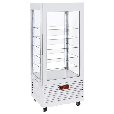DIAMOND - Vitrine 4 faces t° positive - 5 étagères en verre - ventilée - 480 litres blanche