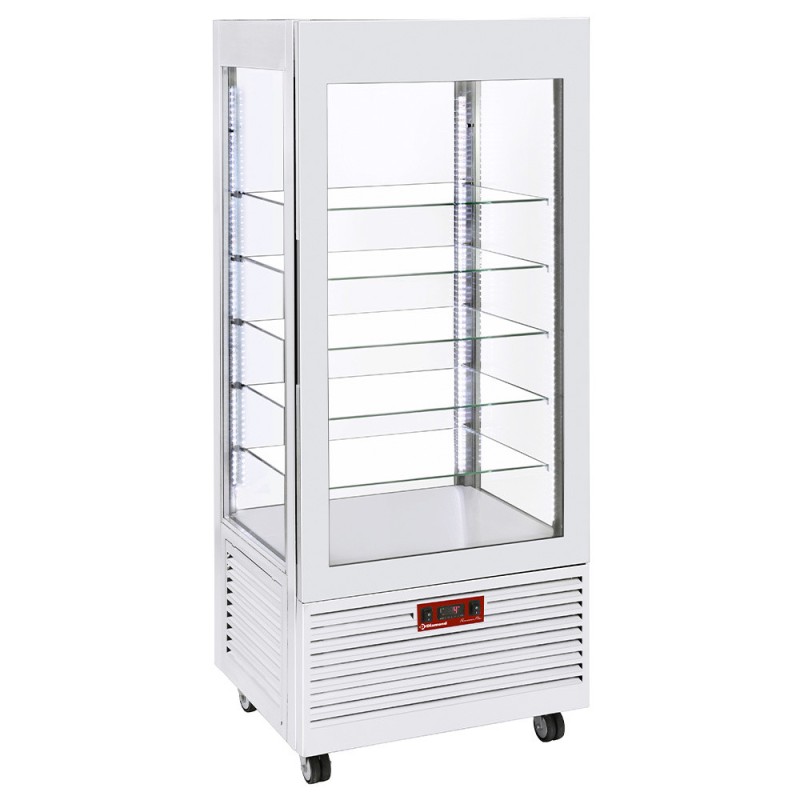 DIAMOND - Vitrine 4 faces t° positive - 5 étagères en verre - ventilée - 480 litres blanche