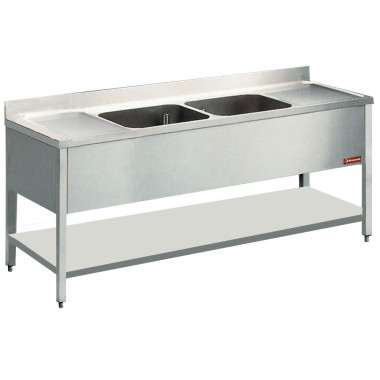 DIAMOND - Plonge 2 cuves 500x500xh325 2 egouttoirs+pietements