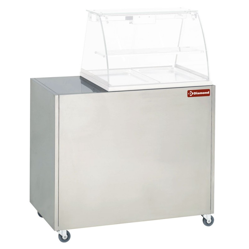Meuble inox support vitrine sur roues - Diamond