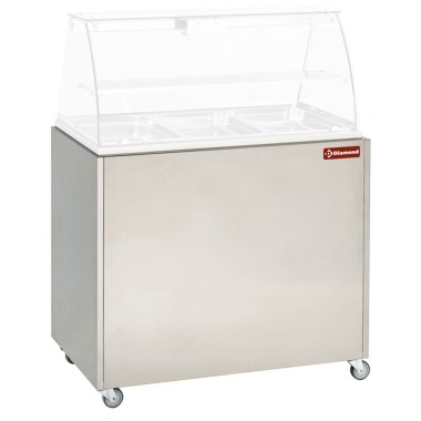 Meuble inox support vitrine sur roulettes - Diamond