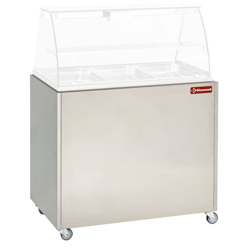 Meuble inox support vitrine sur roulettes - Diamond