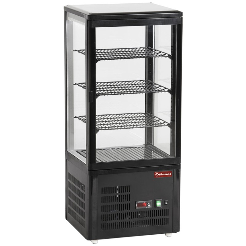 DIAMOND - Vitrine de table ventilée - 4 faces vitrées - 4 niveaux "black"