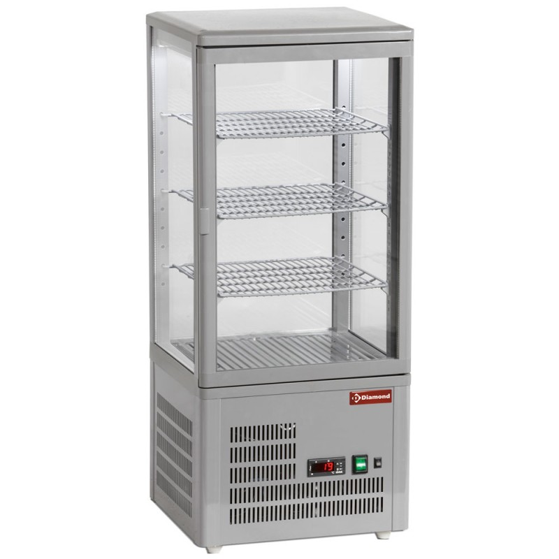 DIAMOND - Vitrine de table ventilée - 4 faces vitrées - 4 niveaux "grey"