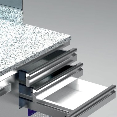 DIAMOND - Table frigo pizzeria - 3 portes en 600x400 - 3 tiroirs neutres en 600x400 - structure réfrigérée 8x GN1/4