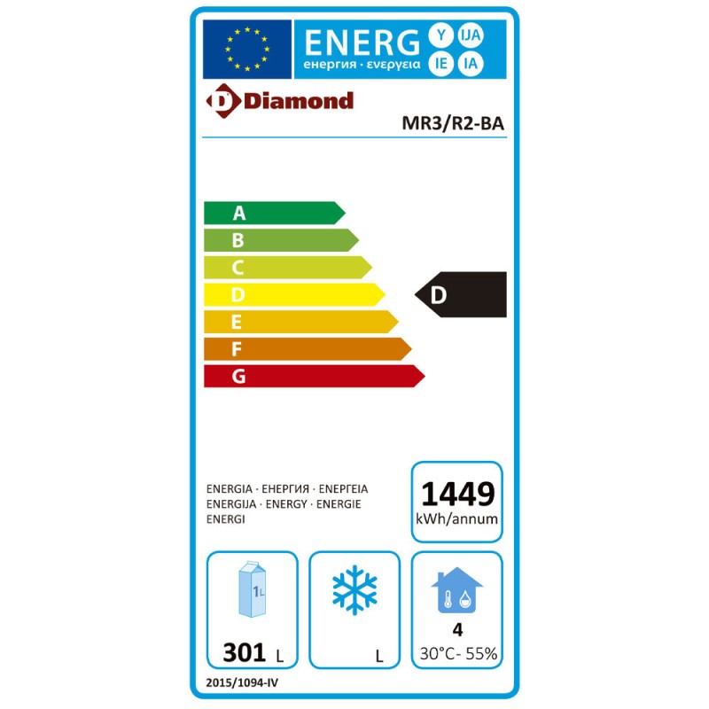 DIAMOND - Table frigorifique - ventilée - 3 portes GN 1/1 405 litres