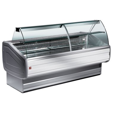 DIAMOND - Comptoir vitrine réfrigéré à vitre bombée, ventilé, avec réserve