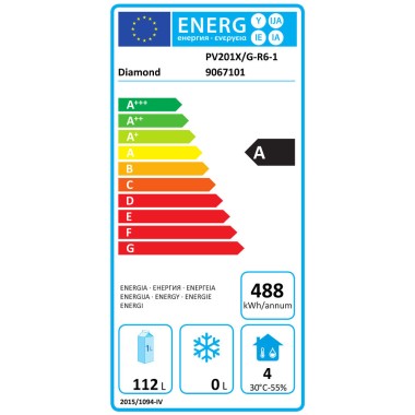 DIAMOND - Frigo ventilé porte vitrée 150 l acier inox