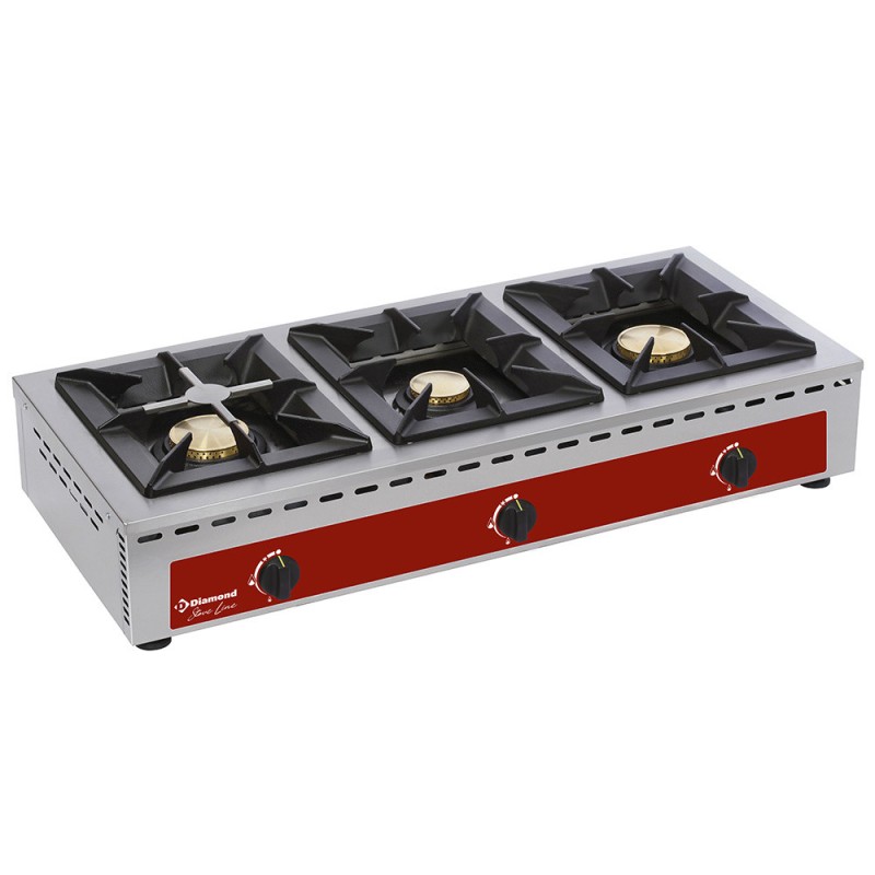 DIAMOND - Réchaud de table - 3 feux vifs ( 7 + 5 + 7 kw )